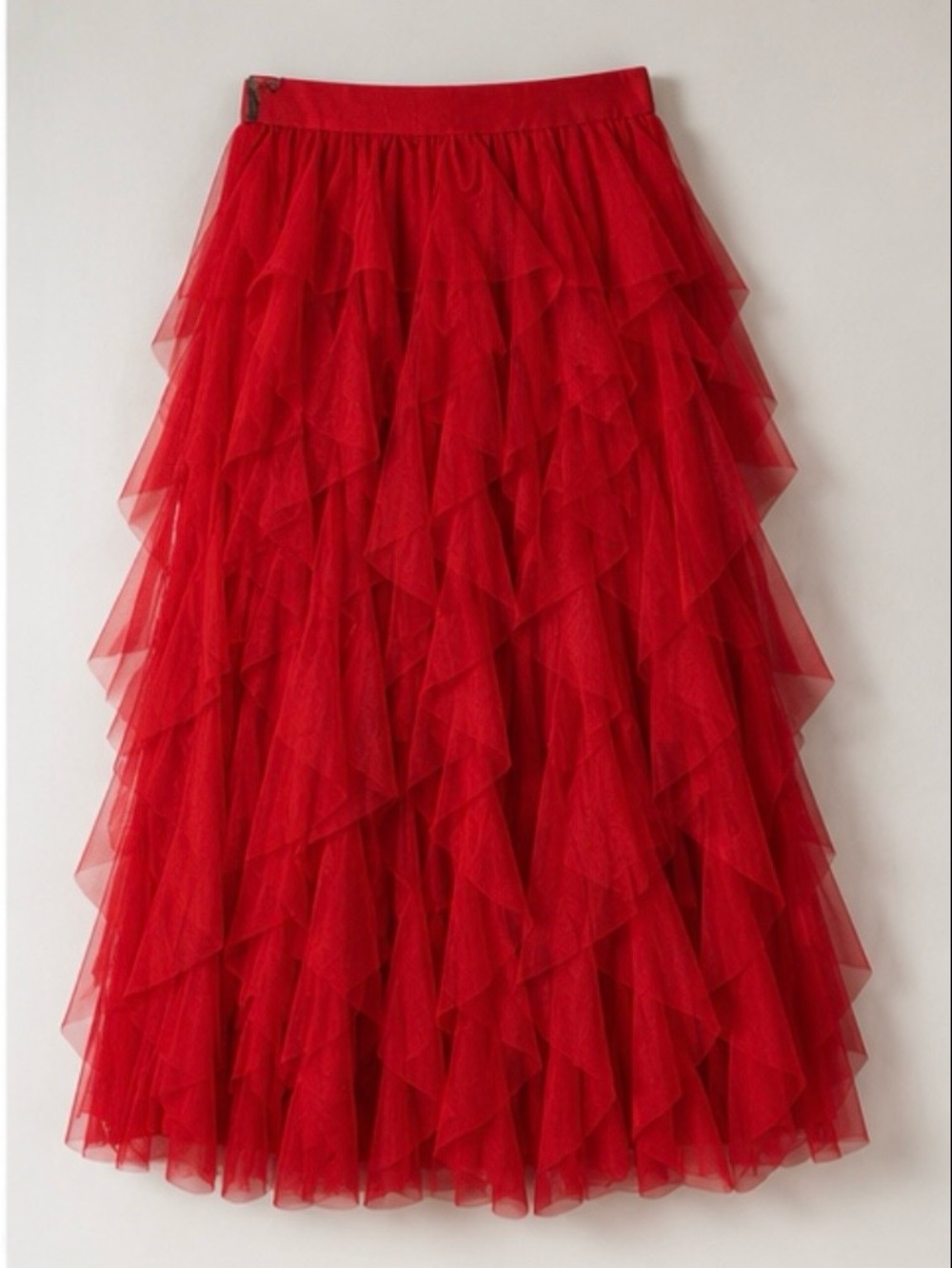 CeCe Red Tiered Tulle Midi Skirt NWT Size Medium - Picture 4 of 14